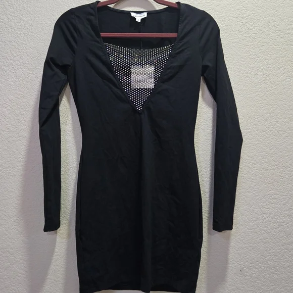 NWT Superdown Maris Deep V Mini Dress in Black Size S - Picture 6 of 12